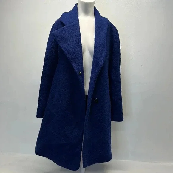 Opening Ceremony Wool Blend Collared Peacoat Coat Jacket Snap Down Blue Medium - Picture 2 of 11